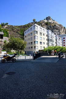 Street scene with on the background Basilique de Valère