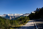 View on Sella group, Puez group and Geisler Group from the  Sella Pass nearby the Langkofel Group