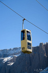 Two person cabine of the cable car to the Tony Demetz Hütte (Langkofel Group)
