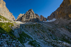 The Sasso Lungo mountain (Dolomites) with Rifiugo Vicenza - Langkofelhutte
