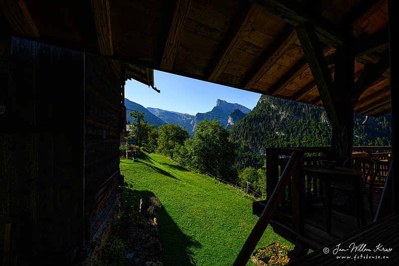 View towards mountain Pointe de Sales (2495 m) from the Edelweiss Room at Chambres d'hôtes du Mont